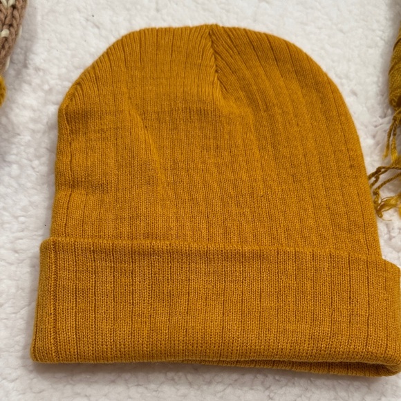 Stylish Knit Hats and Scarf Bund- Brown and Mustard Bundle - 2 hats and a scarf - Picture 3 of 4